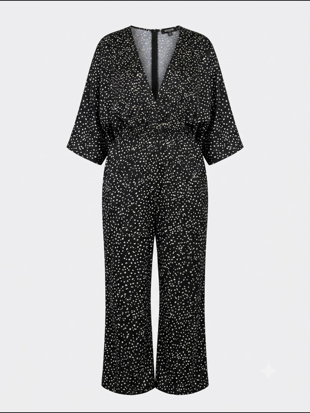 Missguided + Black Polka Dot V-Neck Jumpsuit